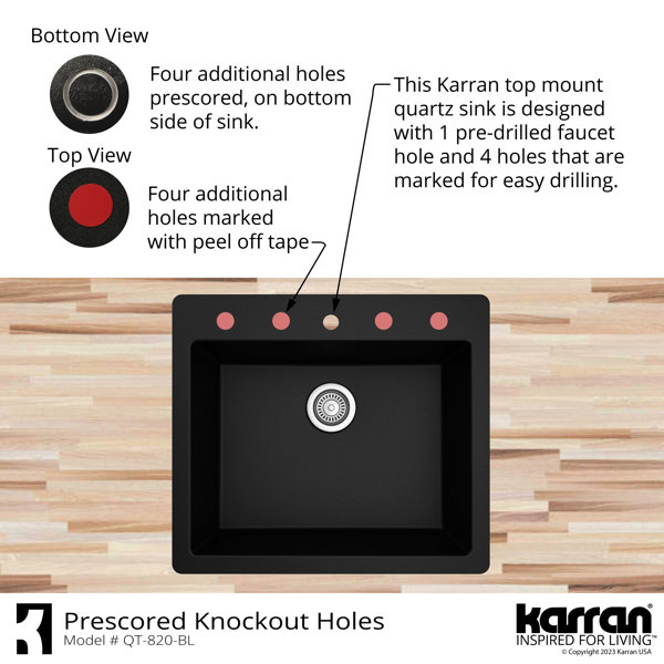 Karran Quartz 25'' X 22'' Single Bowl Dropin Kitchen Sink & Reviews Wayfair